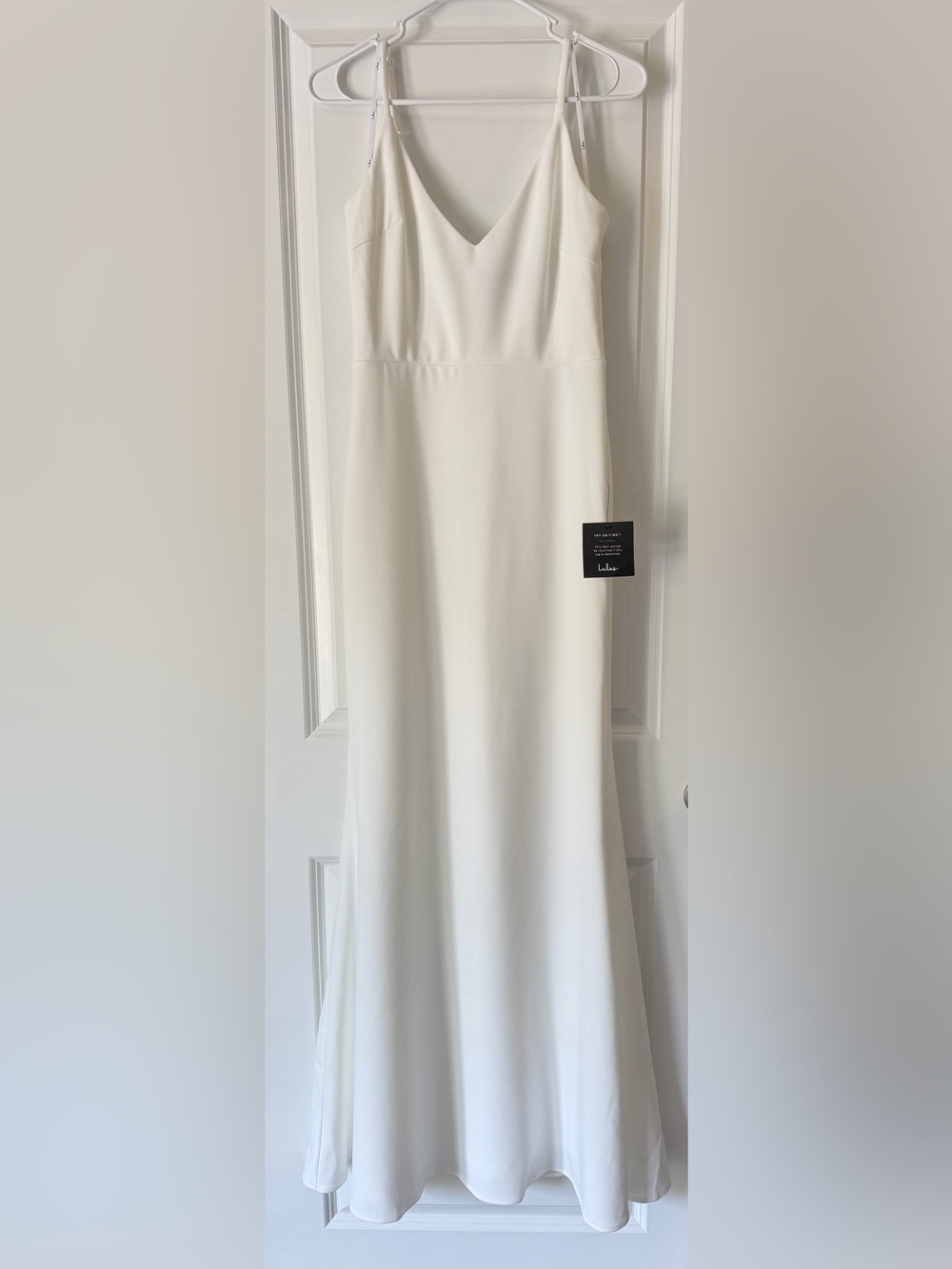 Lulu's White Spaghetti Strap V-Neck Maxi Dress